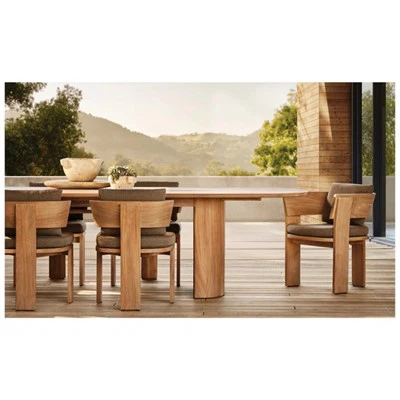 Meja makan jati segi empat tepat ditetapkan moden